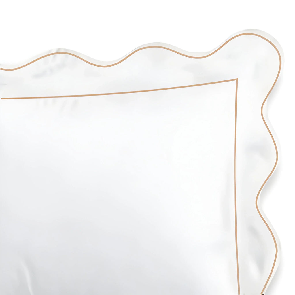 400TC Cotton Scallop Embroidery & Border Sateen Solid Duvet Cover Set PushpLinen