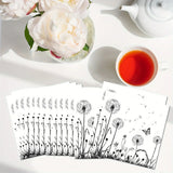 100-Pack White & Black Dandelion Biodegradable Napkins - 6.5"x6.5" - House Of Avana