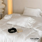 Tencel Silky Floral Ruffle Bedding Set / Snow White Ever Lasting