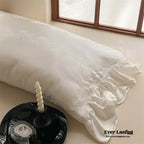Tencel Silky Floral Ruffle Bedding Set / Snow White Ever Lasting