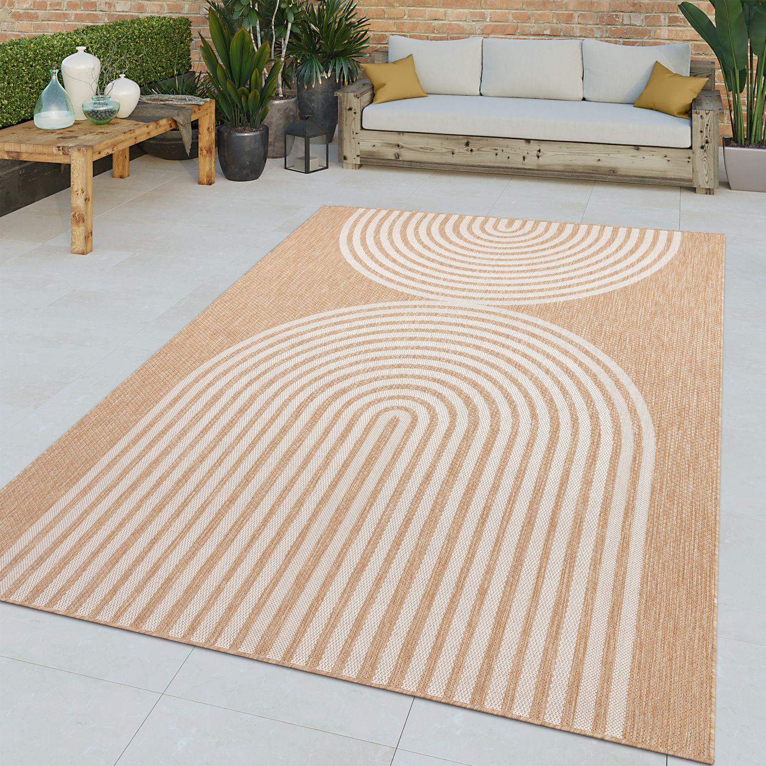 In- & Outdoor Rug Captera with Minimalistic Line Pattern in Nature Beige RugYourHome