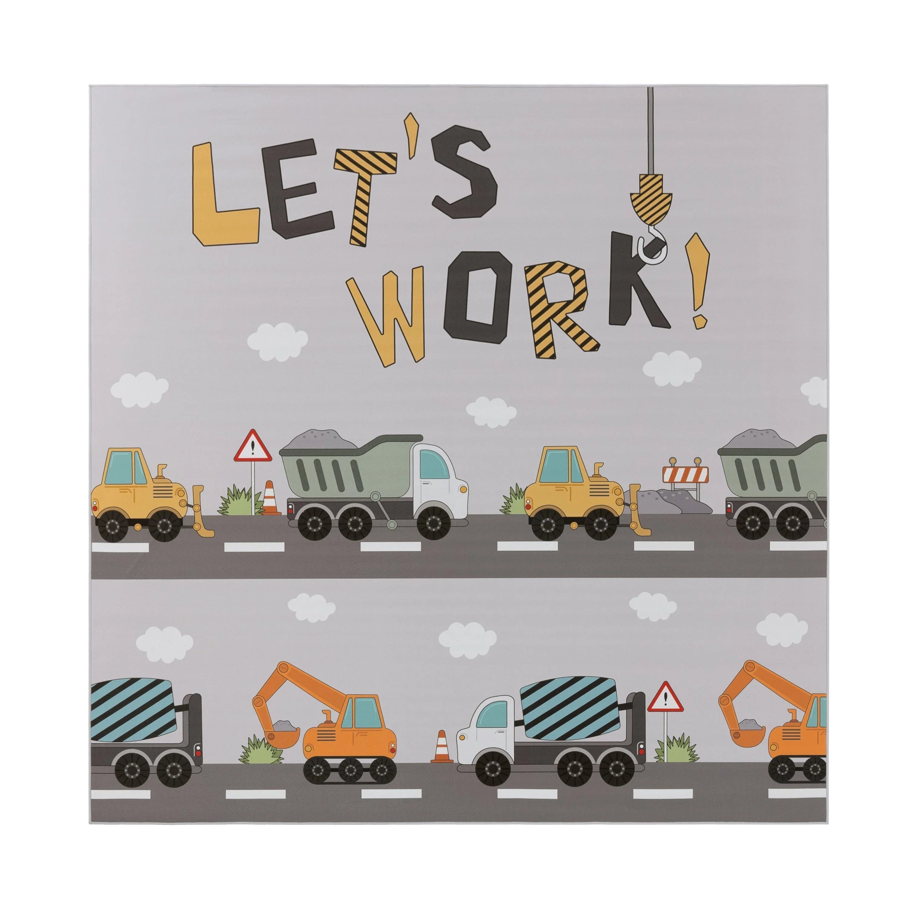 Kids Play-Mat Bob Construction Road with Trucks & Cranes RugYourHome