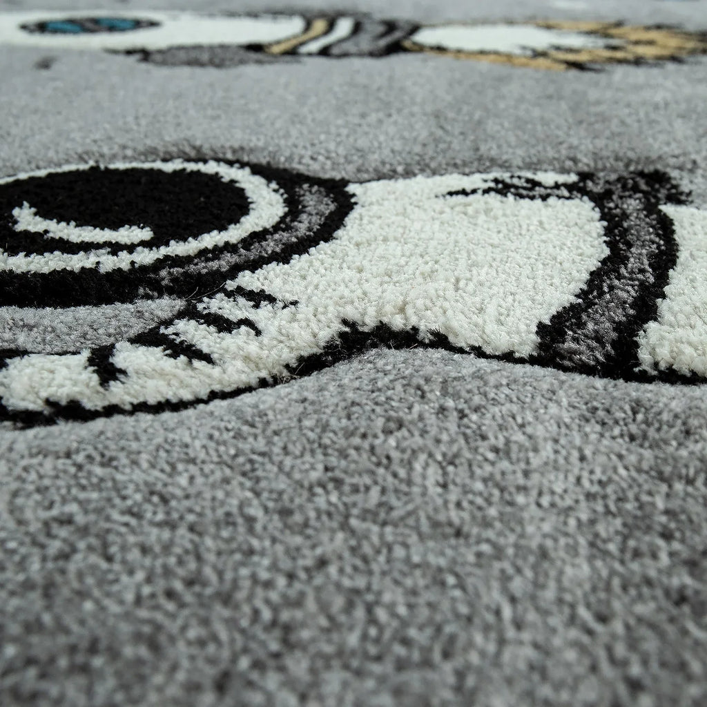 Space Rug for Kids with Astronauts & Rockets in Grey RugYourHome