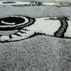 Space Rug for Kids with Astronauts & Rockets in Grey RugYourHome
