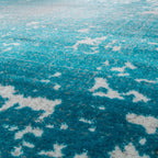 Abstract Area Rug Splash with Used Look in Turquiose Cream RugYourHome