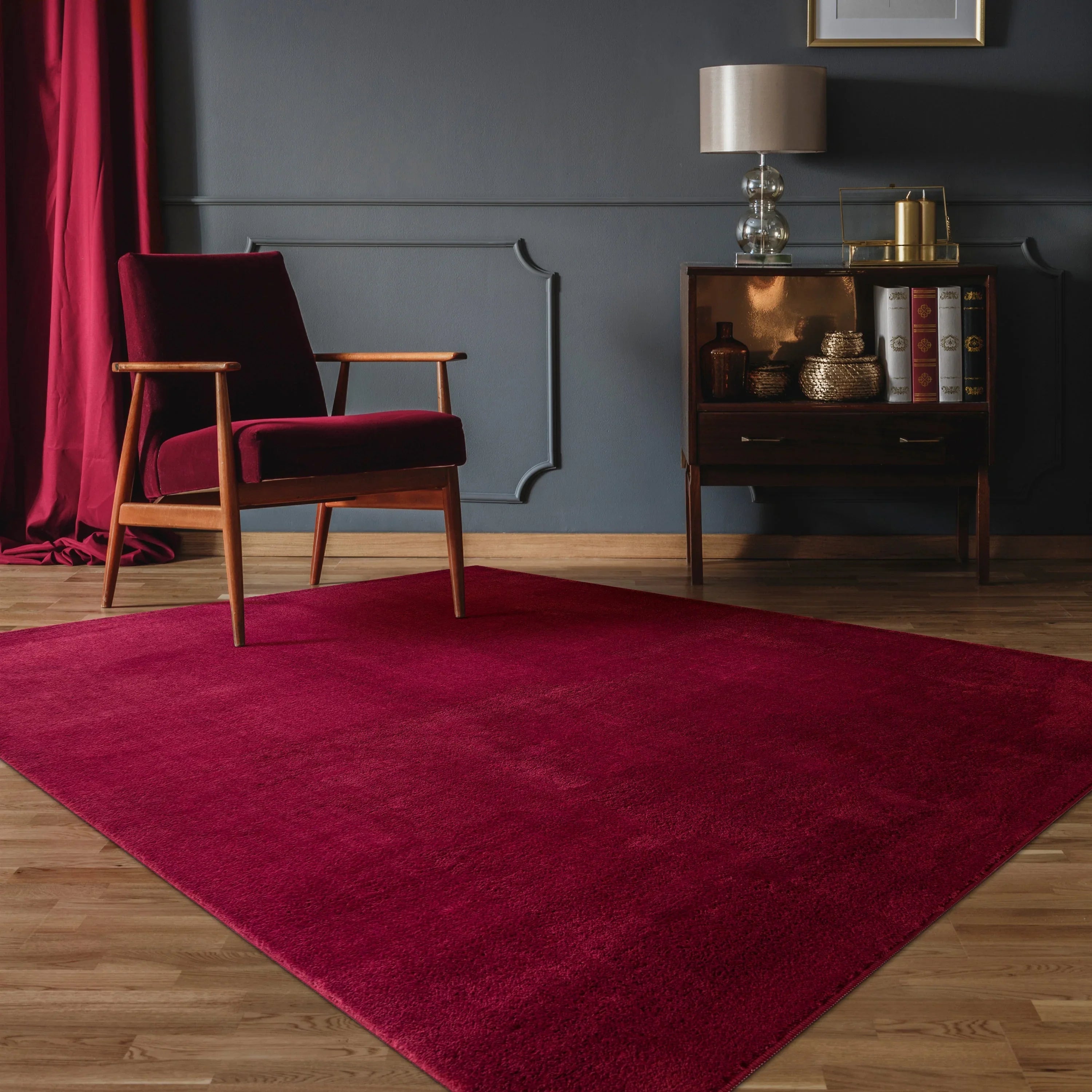 Soft Area Rug with Anti-Slip Backing Washable - Red RugYourHome