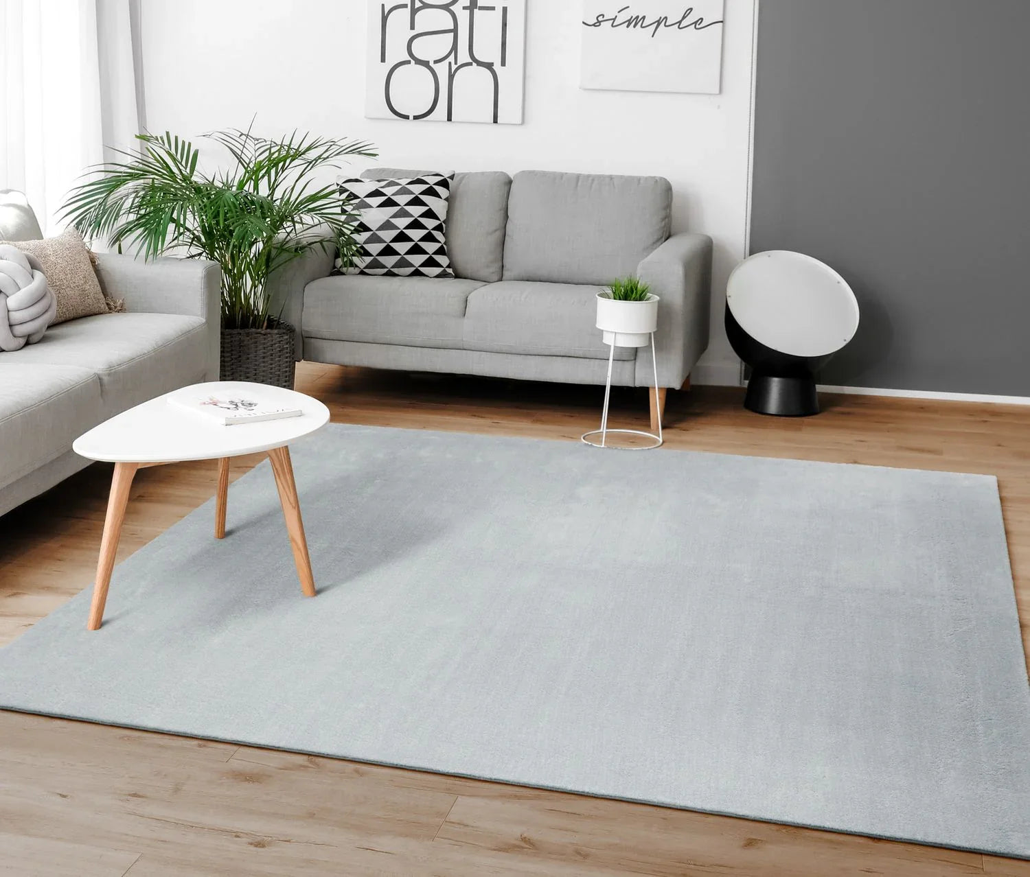 Soft Area Rug with Anti-Slip Backing Washable - Grey RugYourHome