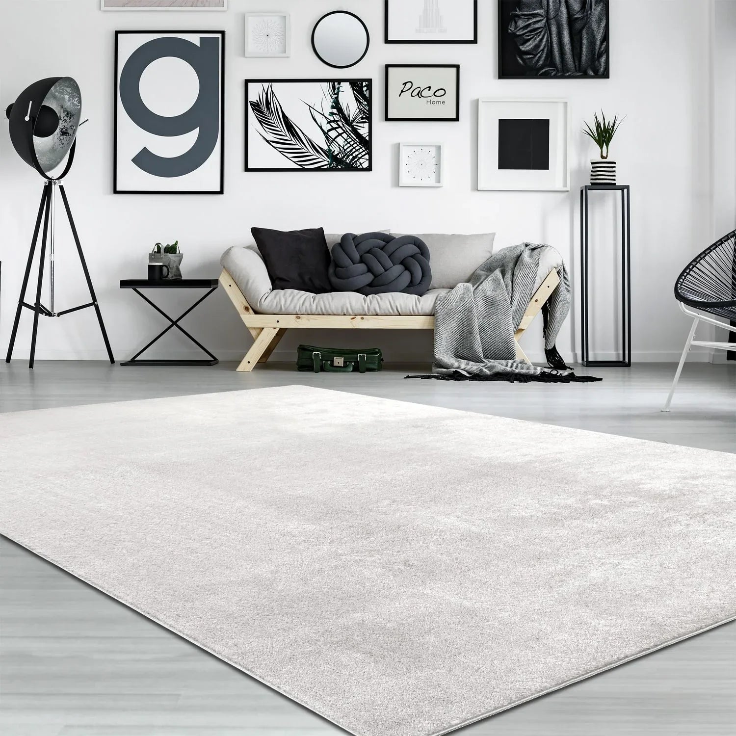 Soft Area Rug with Anti-Slip Backing Washable - Silver RugYourHome