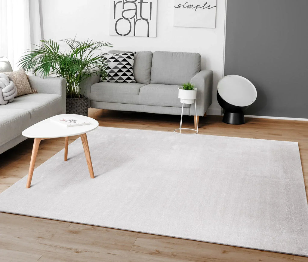 Soft Area Rug with Anti-Slip Backing Washable - Silver RugYourHome