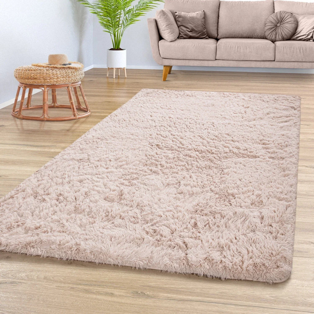 Solid Shag Rug Silky Soft & Fluffy In Cream RugYourHome