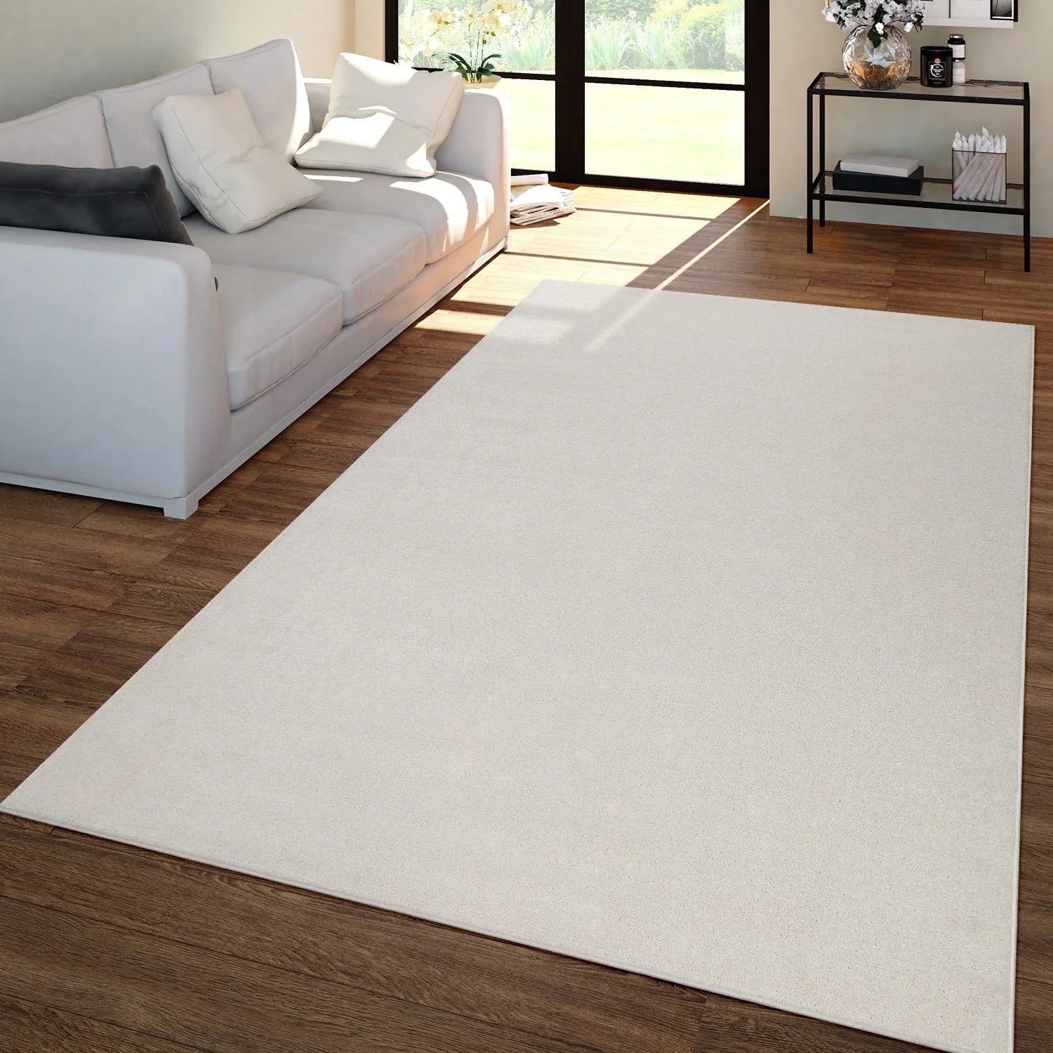 Solid Flatweave Rug Porto for Living Room - Cream RugYourHome