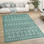 Indoor Outdoor Rug Livorno Geometric Trellis Pattern In Turquoise RugYourHome