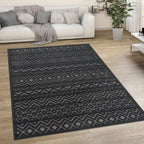 Indoor Outdoor Rug Livorno Boho High-Low Pattern In Anthracite RugYourHome