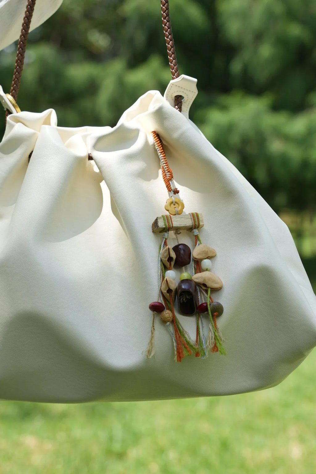 "Autumn Mobile" Wood Branch Flower Tassel