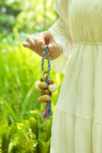"The Azure Moon" - Blue Braided Bodhi Seed Charm with Tassel