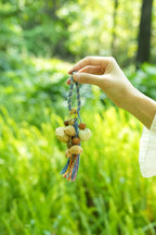 "The Azure Moon" - Blue Braided Bodhi Seed Charm with Tassel