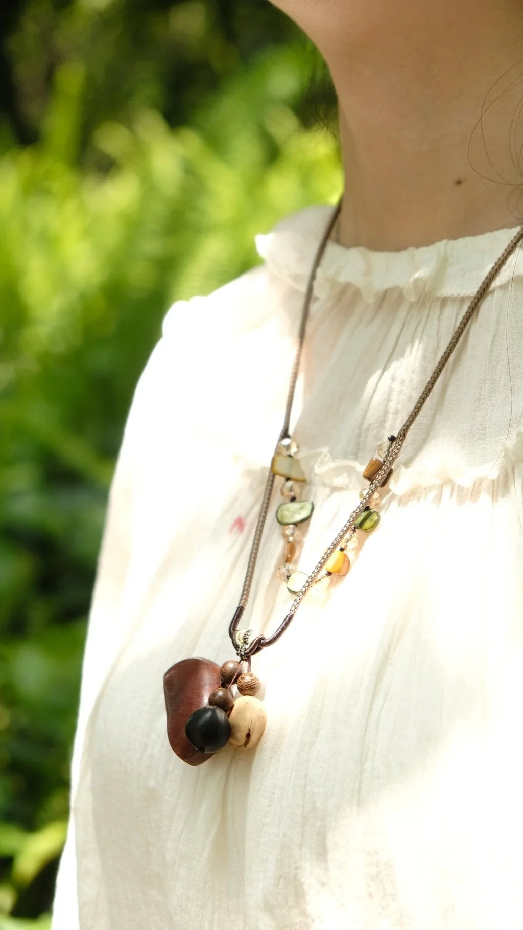 "Earthy Gem" Seed＆Stone Necklace