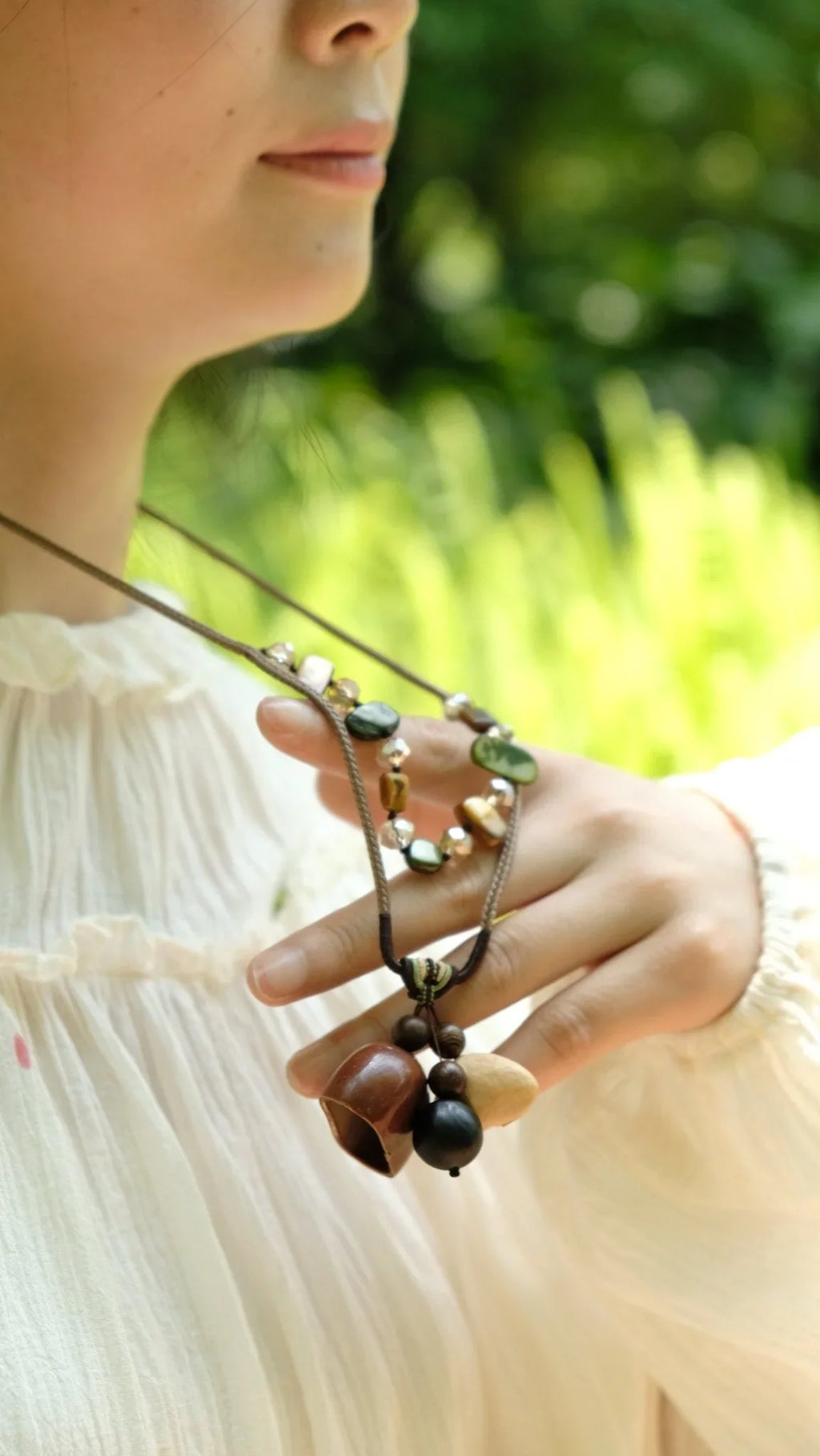 "Earthy Gem" Seed＆Stone Necklace