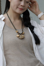"Forest Harmony" Seed＆Wood Bead Necklace