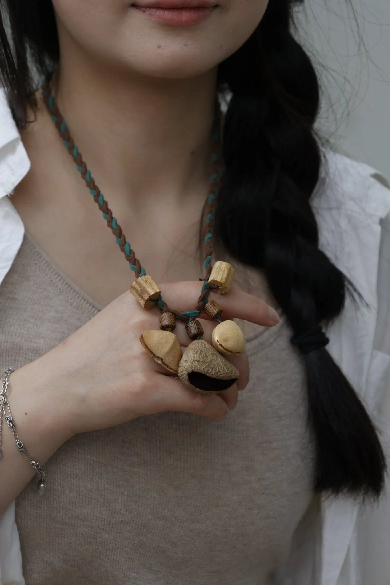 "Forest Harmony" Seed＆Wood Bead Necklace