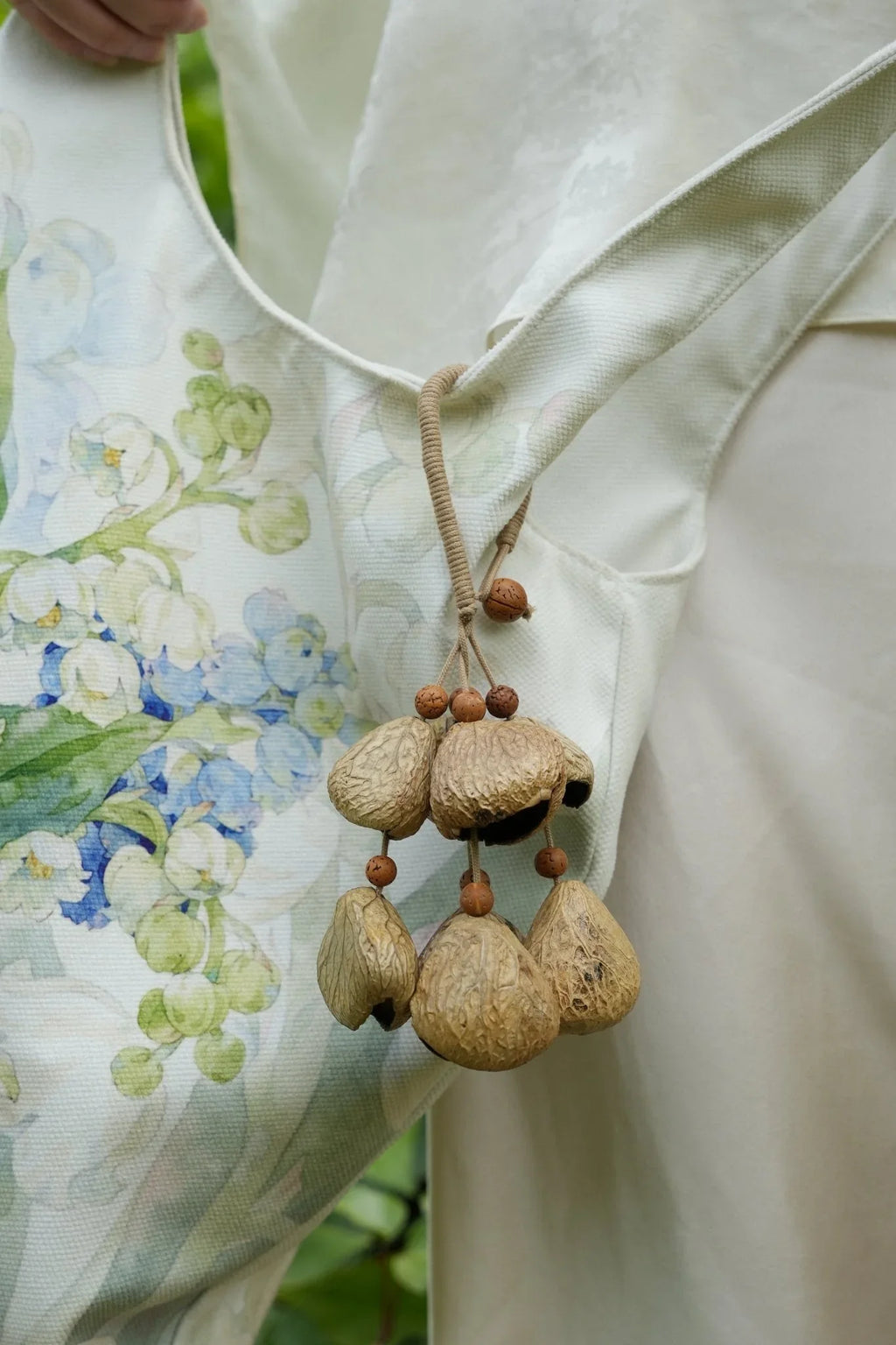 "The Forest Harvest Ring" - Natural Seed Cluster Charm with Dark Wood Handle