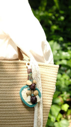 "The Gentle Breeze" - Handwoven Miniature Bamboo Fan & Nut Shell Charm