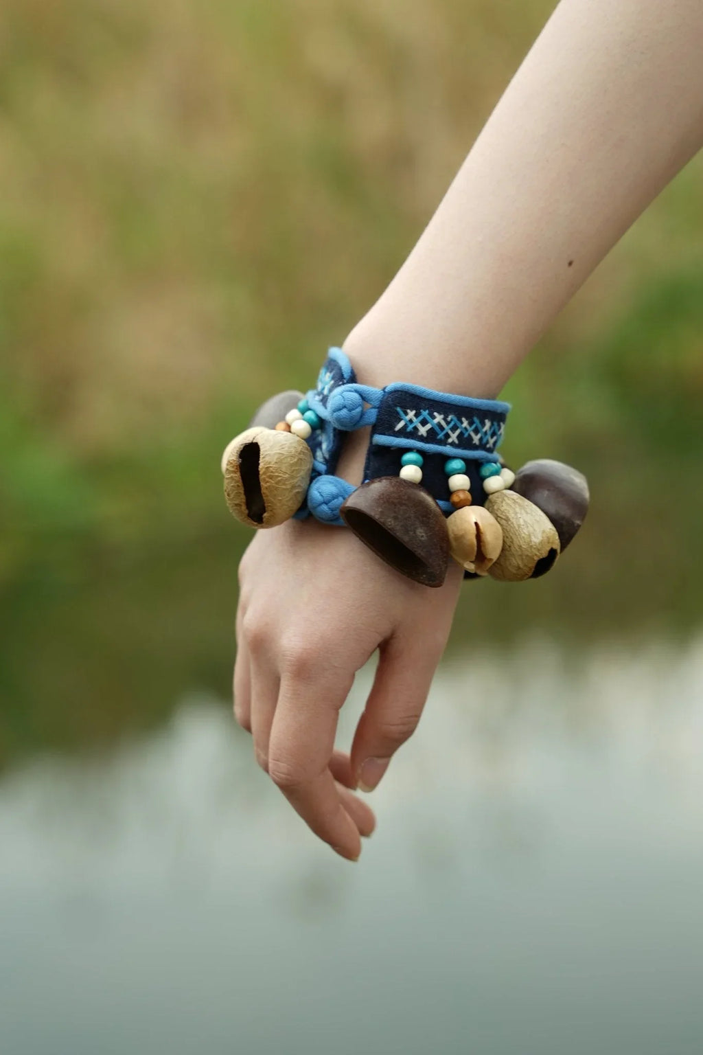 "The Indigo Beat" Embroidered Wrist Rattle