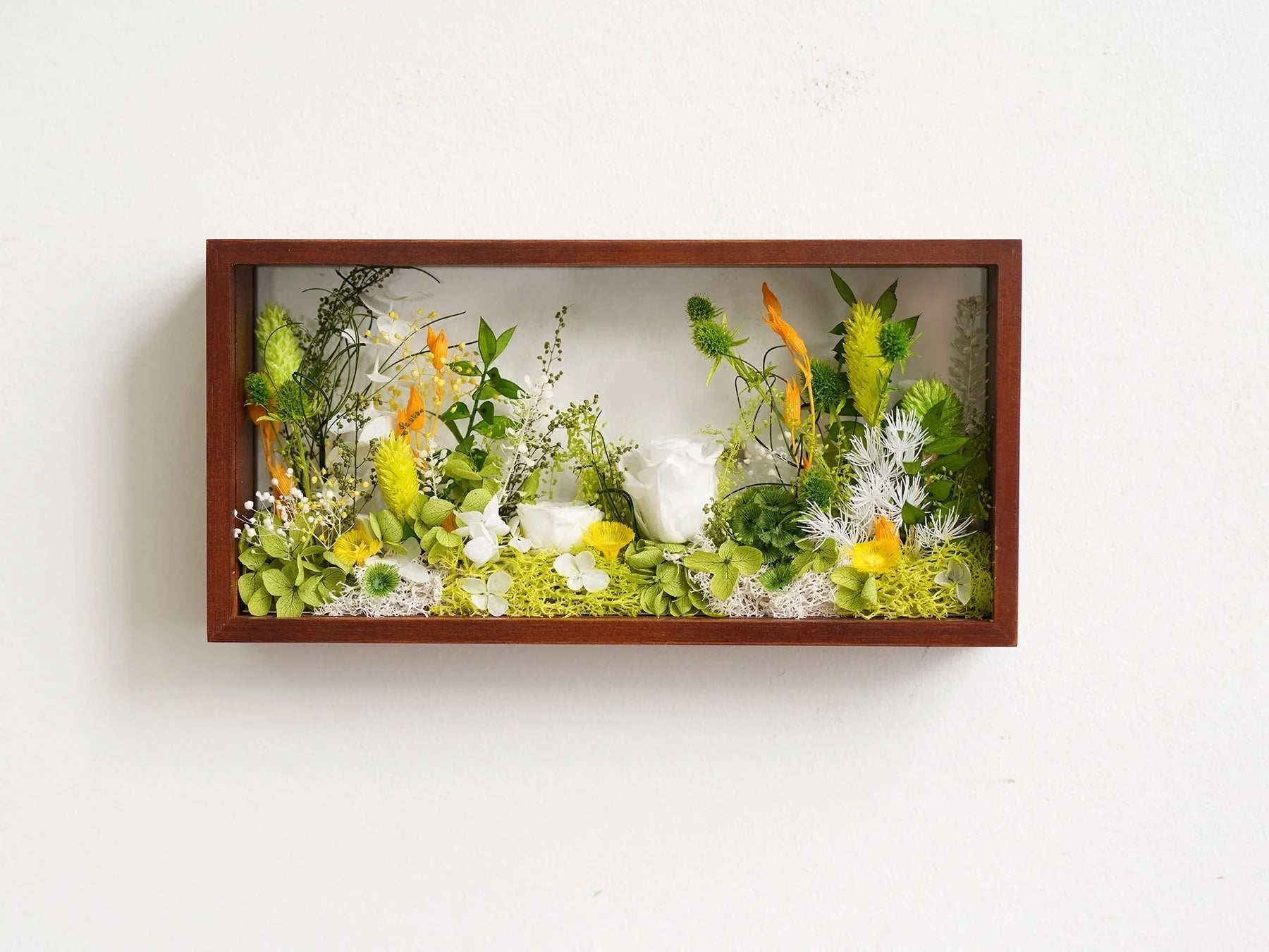 "Micro Landscape Frame" - Real Preserved Flower Mini Garden Shadow Box (Panoramic Desk Decor)