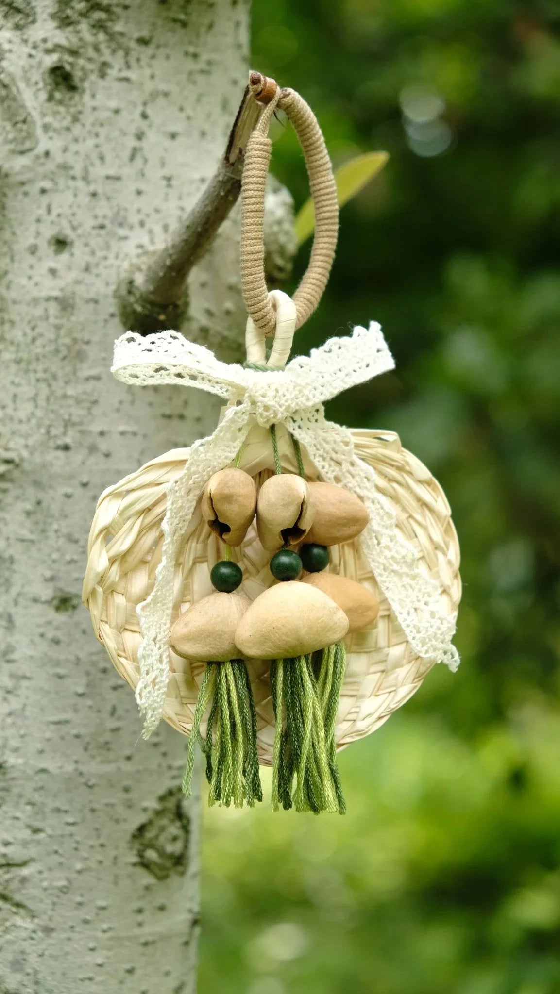 "Meadow Breeze" Woven Straw Fan Ornament