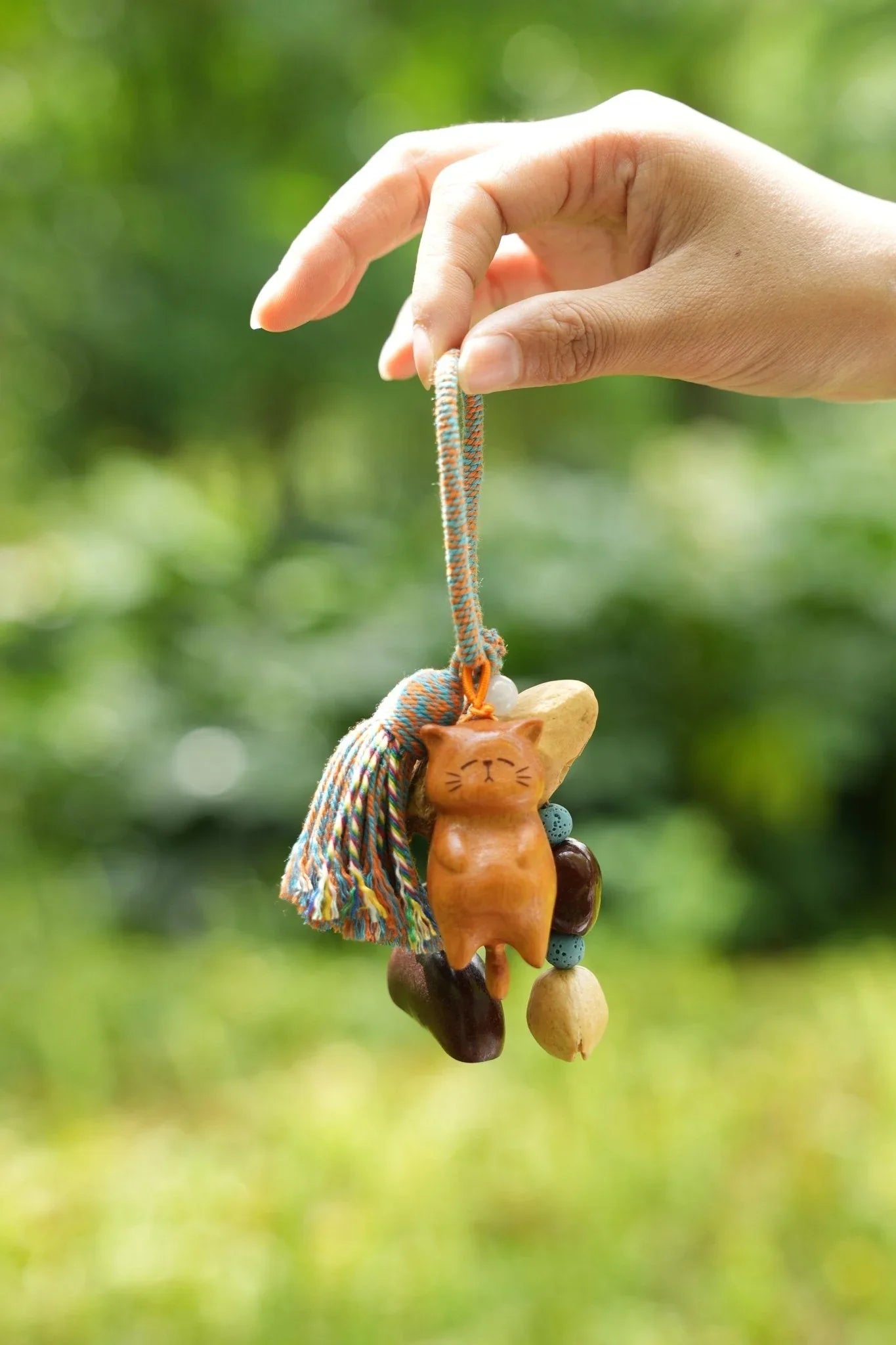 "The Naptime Kitty" Wood Cat Seed Charm