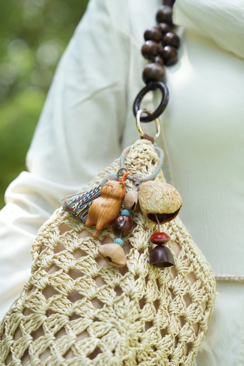 "The Naptime Kitty" Wood Cat Seed Charm