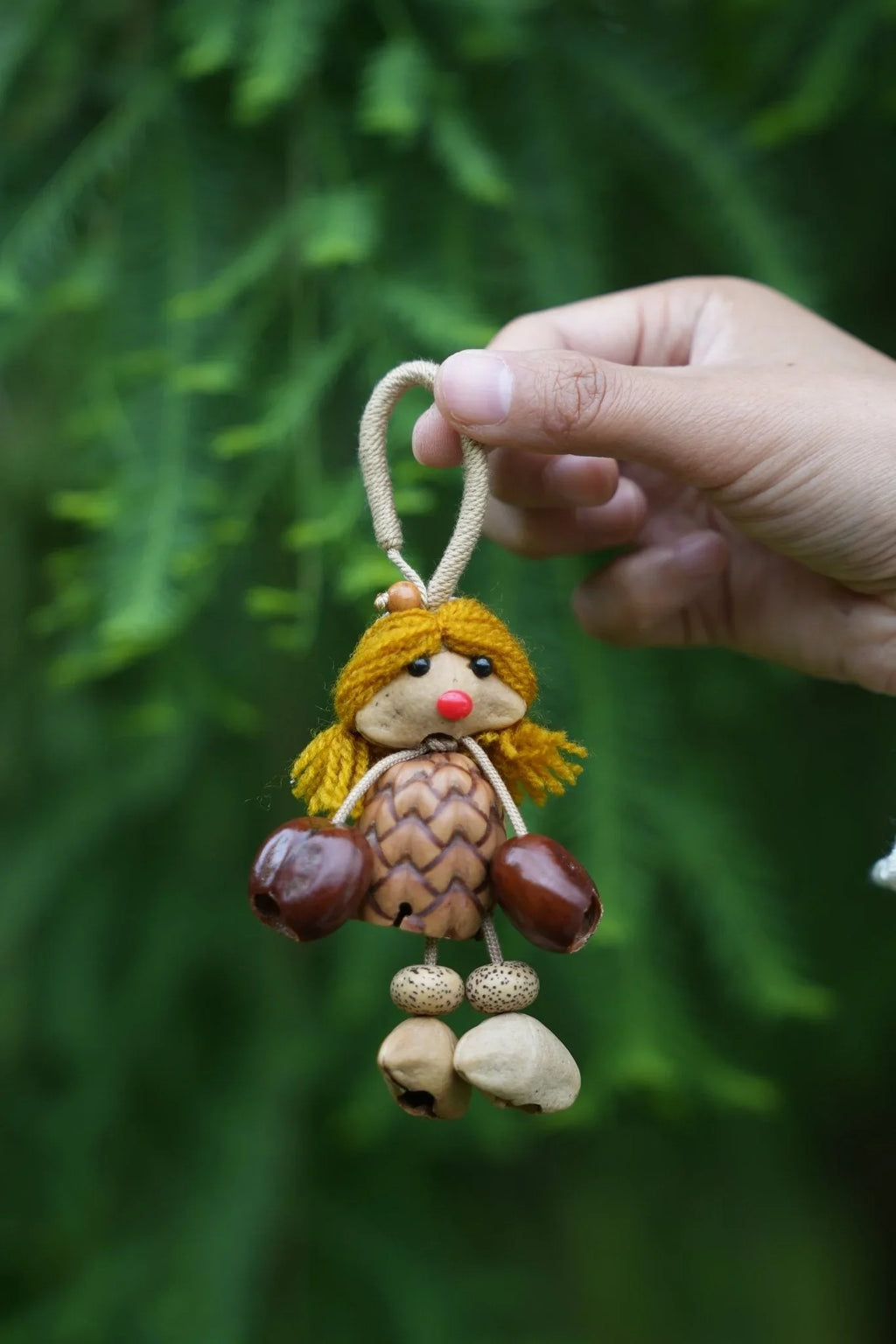 "Pinecone Pixie" Nut Shell Doll Charm