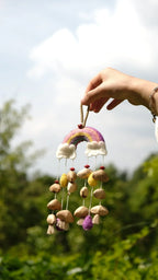 "The Rainbow Dream" - Handcrafted Felt Rainbow & Nut Shell Mobile Charm