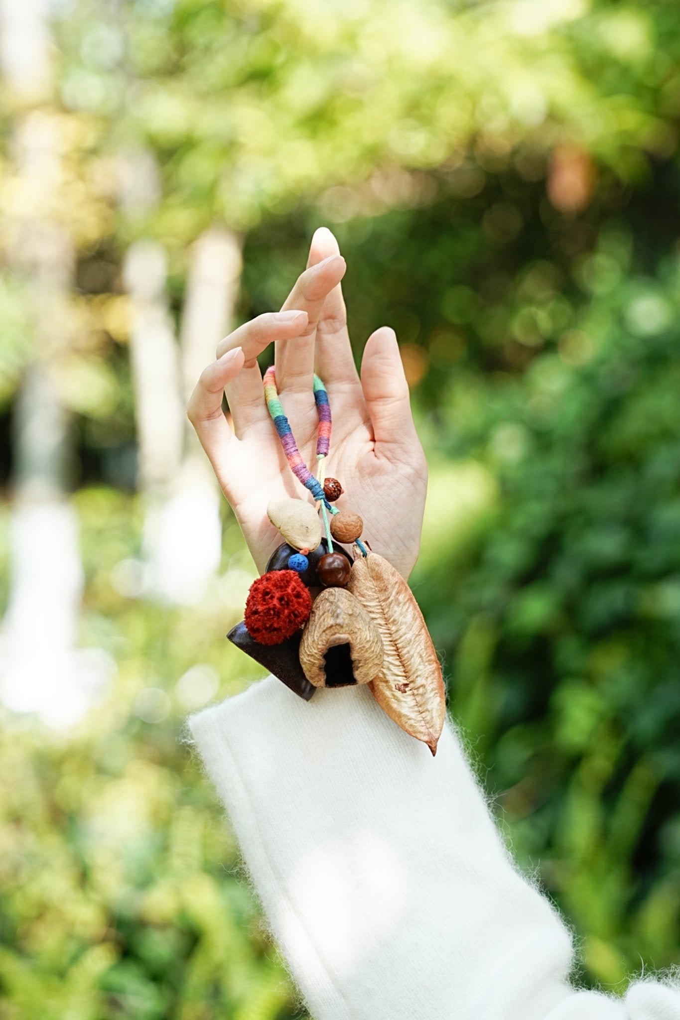 "Rainbow Seed Charm" Colorful Leaf Bag Charm