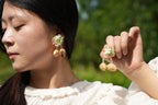 "The Spring Blossom" - Pastel Flower & Natural Seed Dangle Earrings