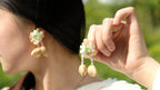 "The Spring Blossom" - Pastel Flower & Natural Seed Dangle Earrings