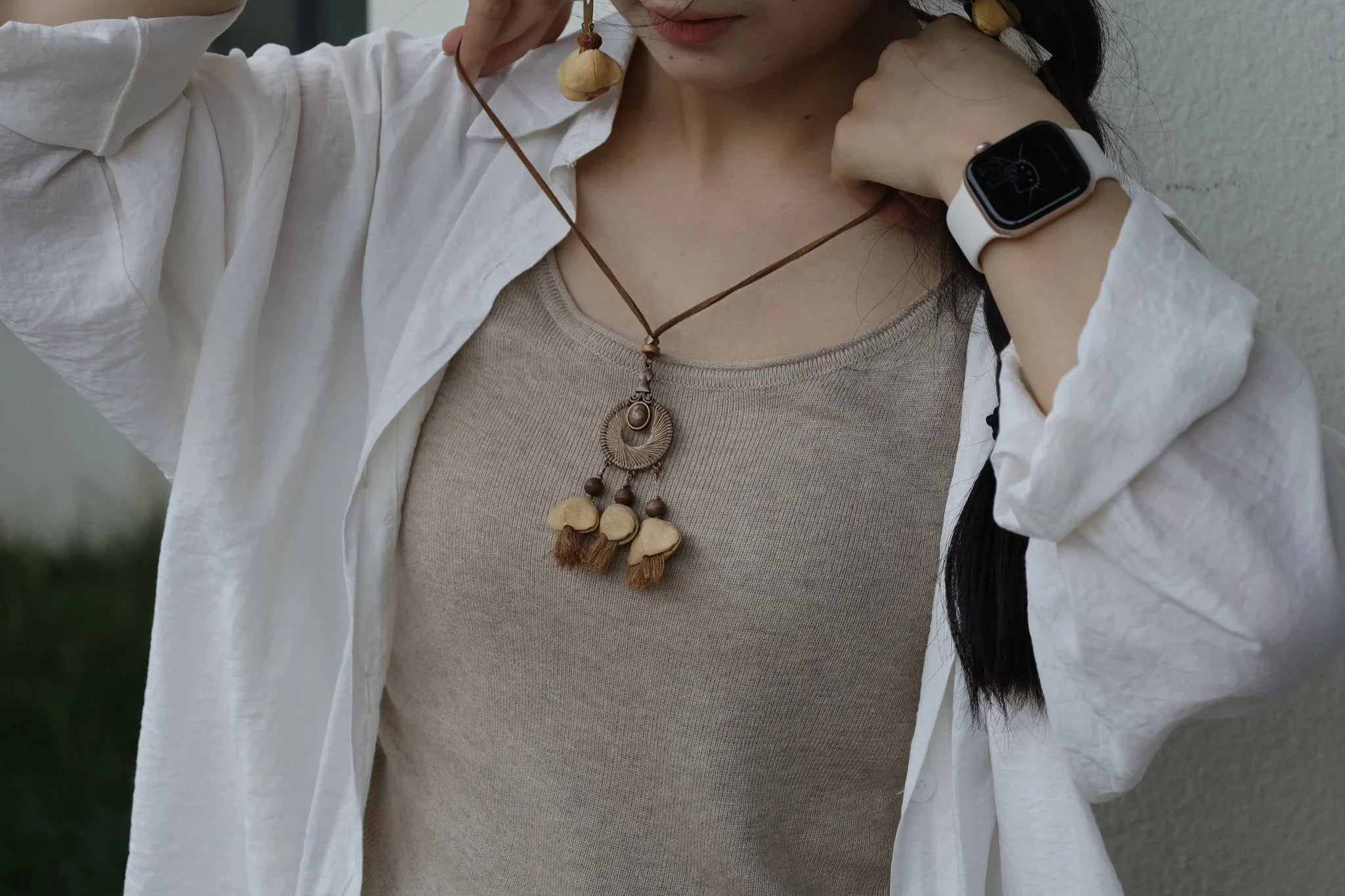 "Sunset Weaver" Bronze Mandala Seed Necklace