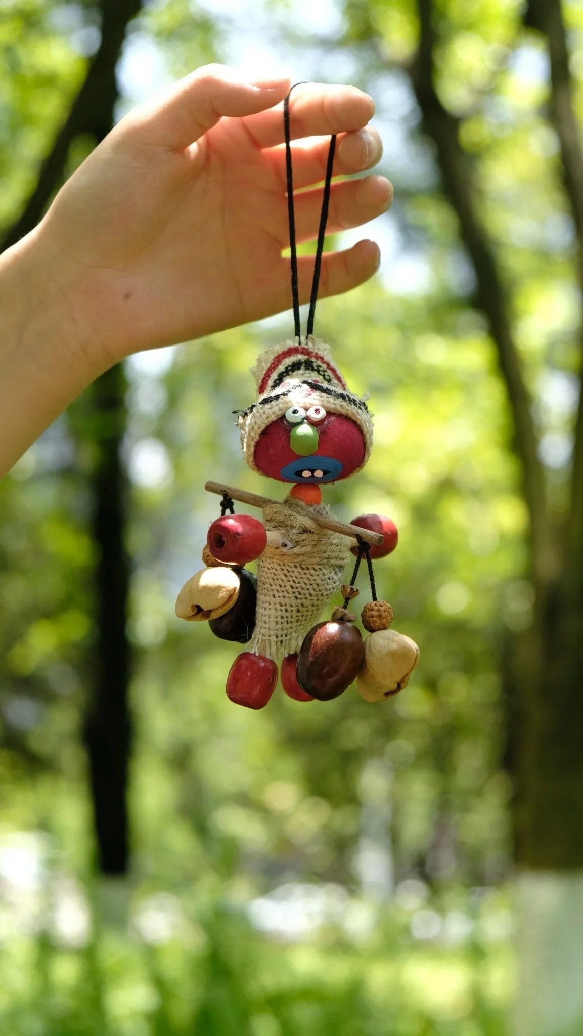 "Tribal Nomad" Burlap Red Wood Folk Doll