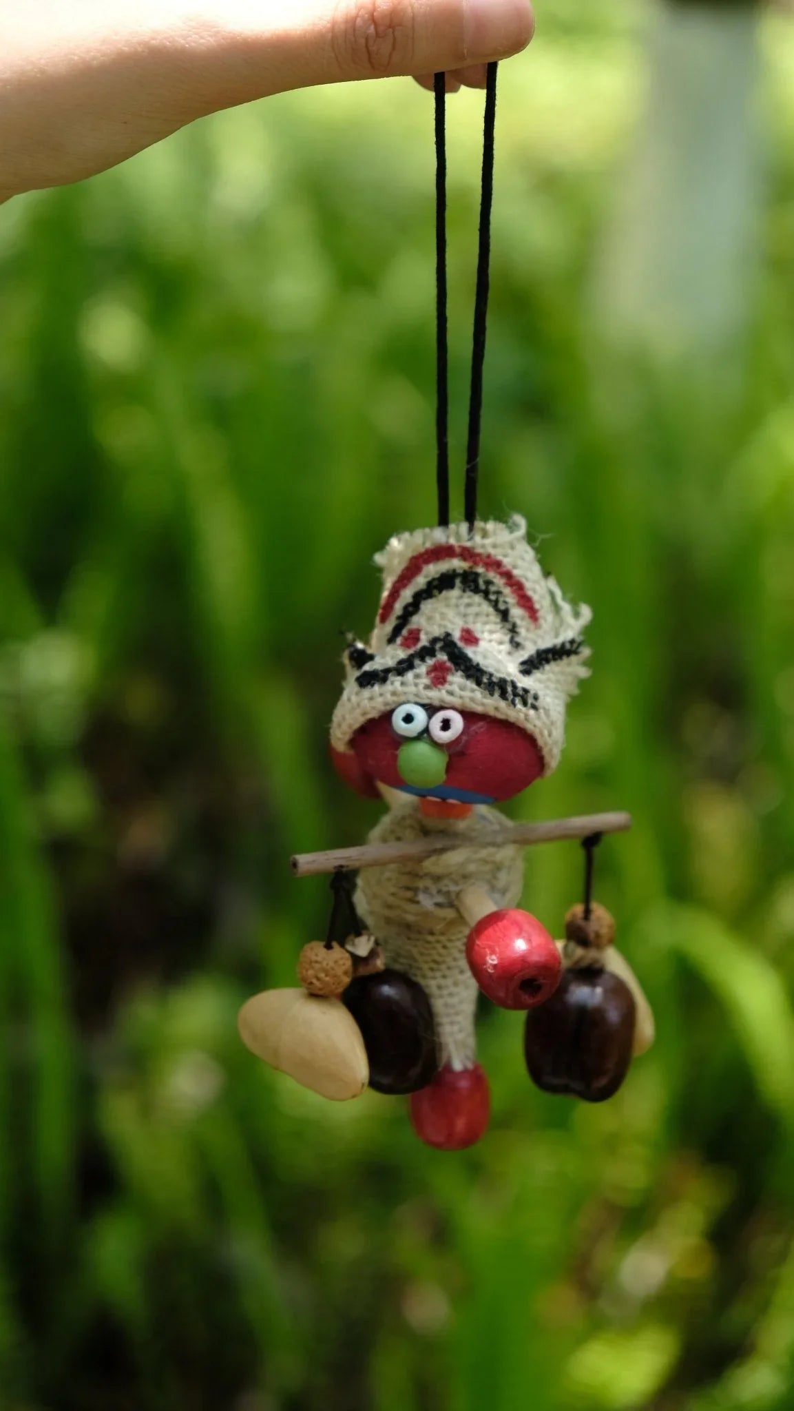 "Tribal Nomad" Burlap Red Wood Folk Doll