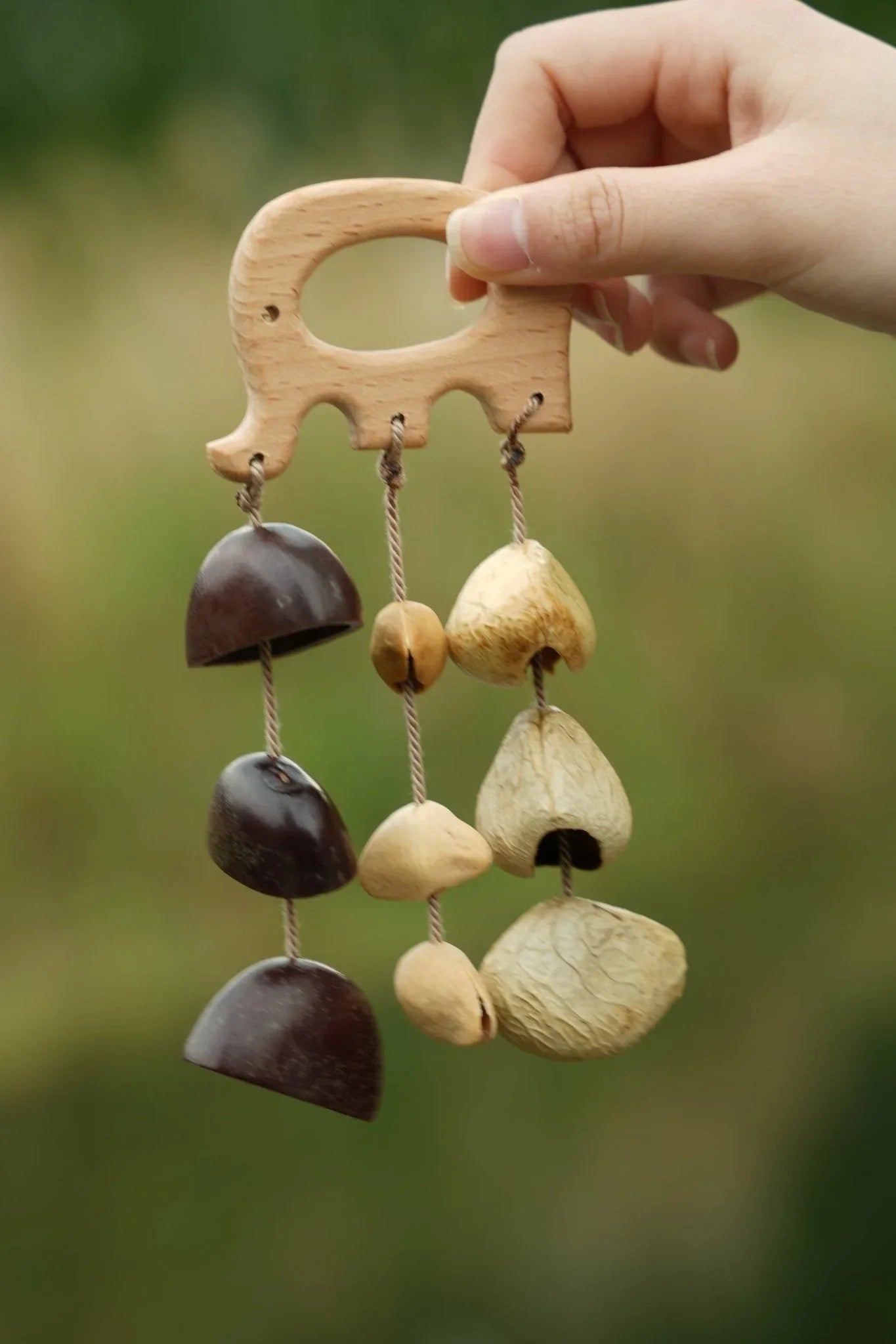 "The Wooden Elephant Chime" Carved Mini Mobile