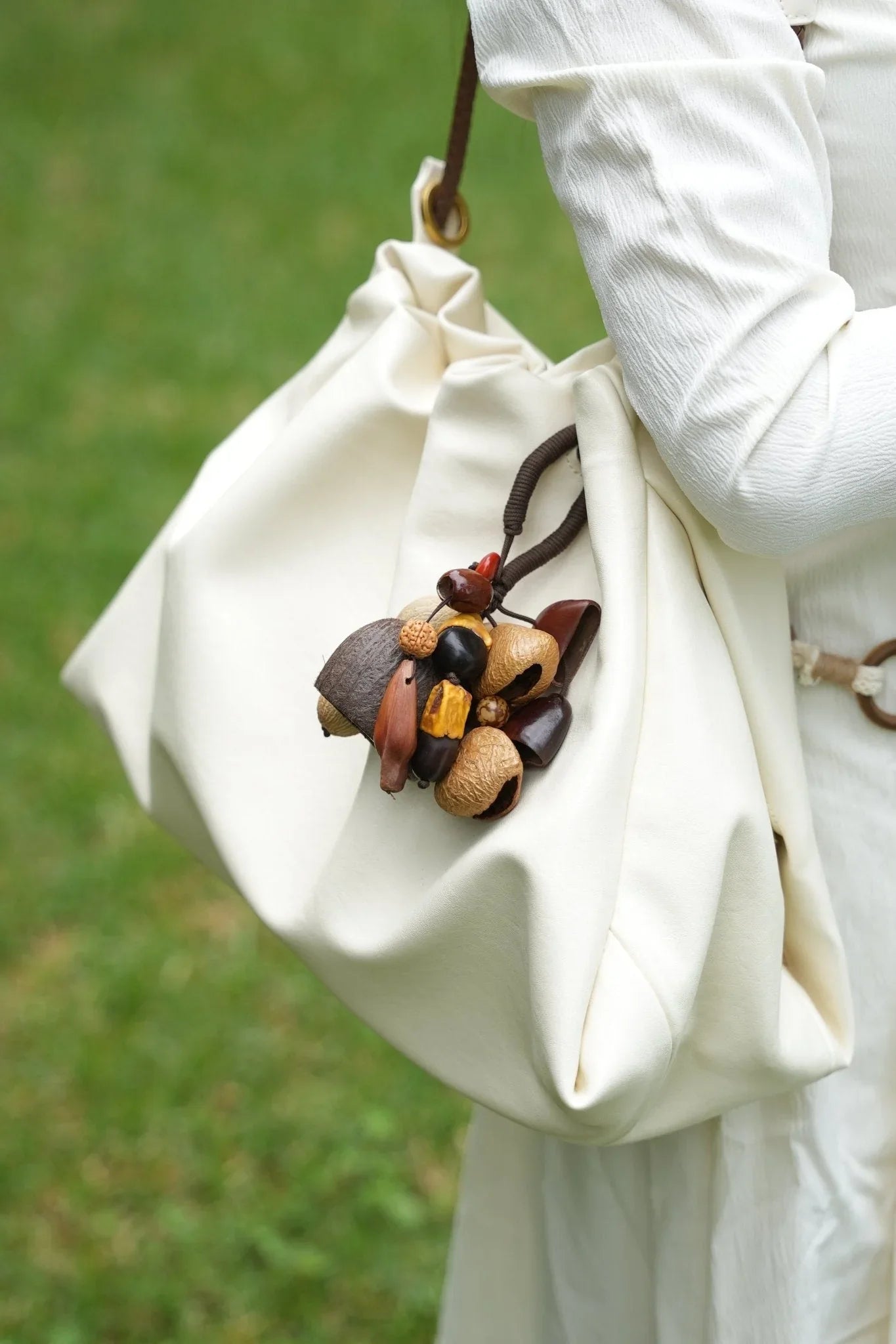 "The Woodland Harvest" - Mixed Forest Nut Cluster Charm with Lucky Red Seeds