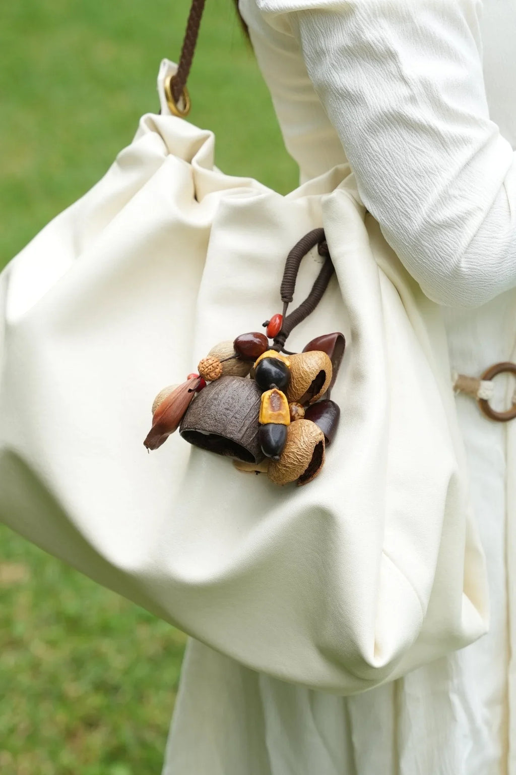 "The Woodland Harvest" - Mixed Forest Nut Cluster Charm with Lucky Red Seeds