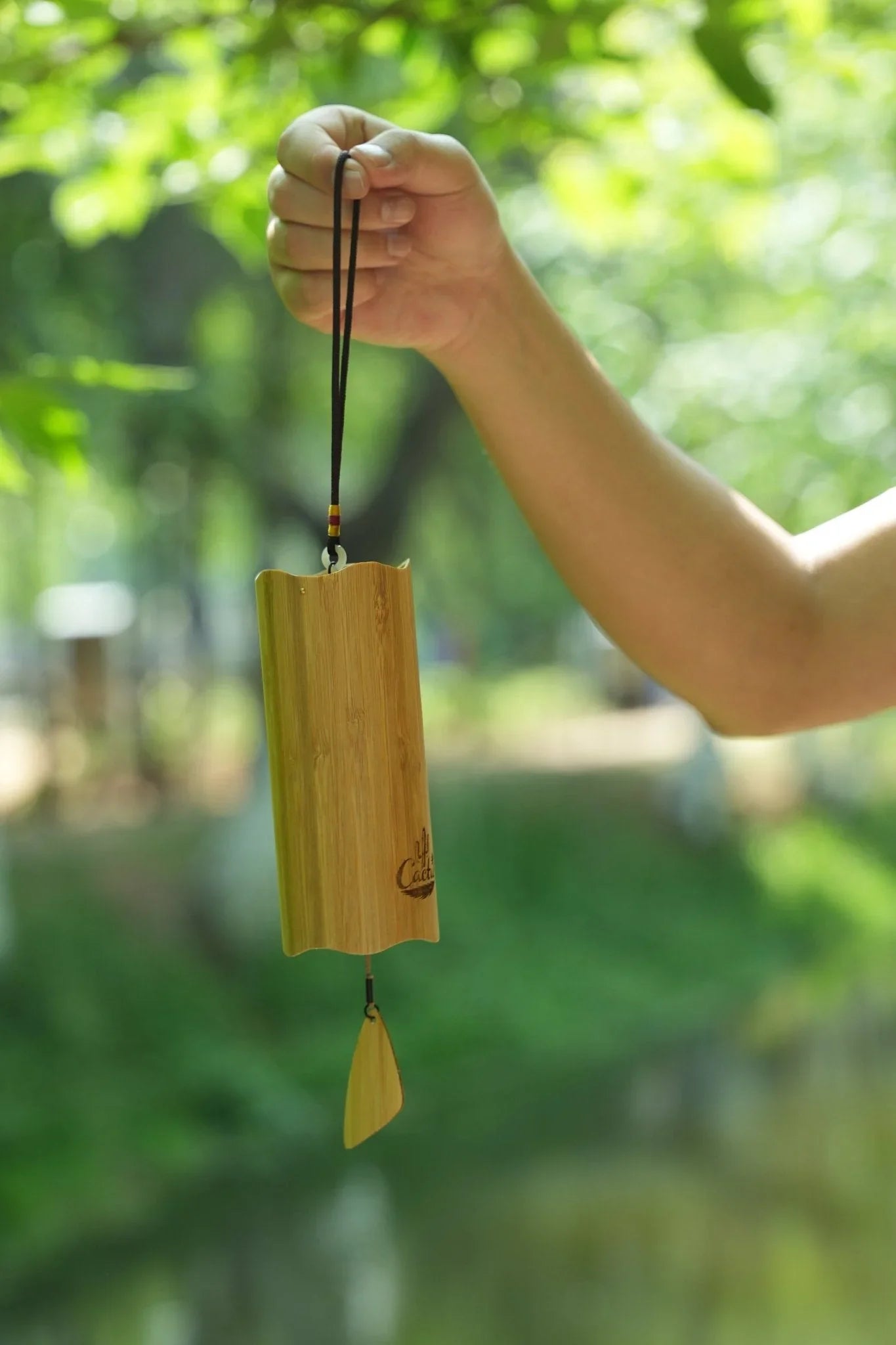 "The Zen Bamboo" - Handcrafted Natural Bamboo Wind Chime with Maple Leaf