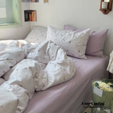 Thin Stripe Floral Bedding Set / Blue Ever Lasting