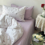 Thin Stripe Floral Bedding Set / Blue Ever Lasting
