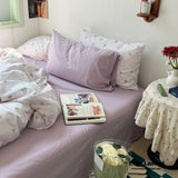 Thin Stripe Floral Bedding Set / Blue Ever Lasting