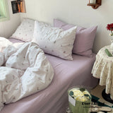 Thin Stripe Floral Bedding Set / Blue Ever Lasting