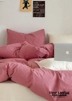 Thin Striped Bedding Set / Red Ever Lasting