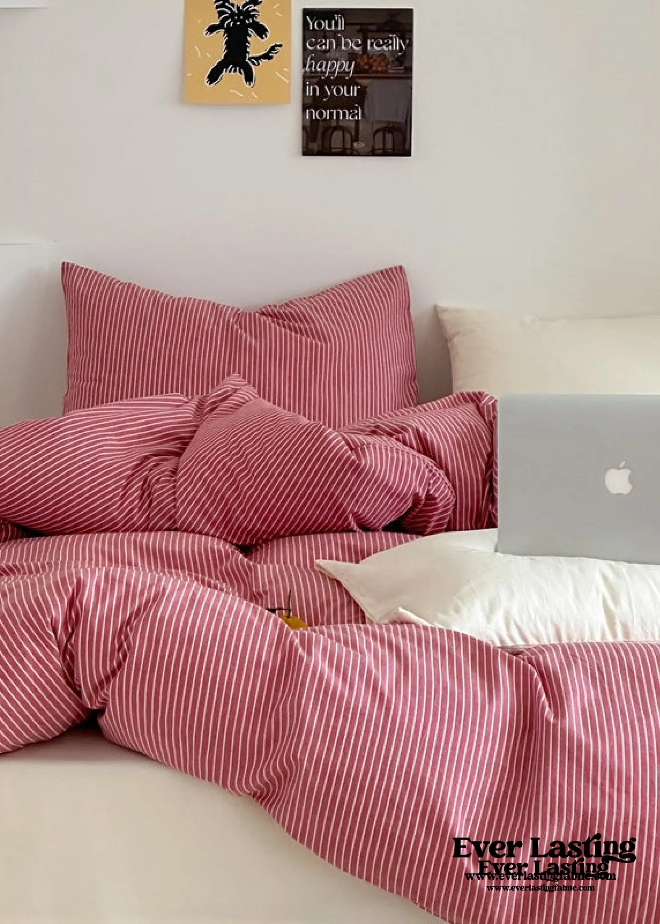 Thin Striped Bedding Set / Red Ever Lasting