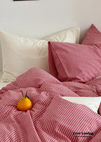 Thin Striped Bedding Set / Red Ever Lasting
